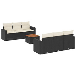 Maison Chic Ensemble Tables et chaises d'extérieur 7pcs avec coussins,Salon de jardin noir résine tressée -GKD292086