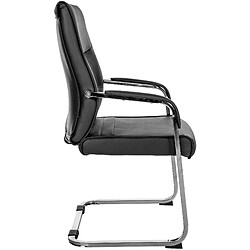 Decoshop26 Fauteuil de bureau chaise visiteur sans roulettes piétement luge en métal chromé et assise en PVC noir 10_0003349