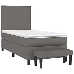 Avis Maison Chic Lit Adulte - Lit simple Lit à sommier tapissier avec matelas moelleux - Meuble de Chambre - Gris 90x190 cm Similicuir -MN55527