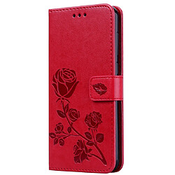 Wewoo Housse Coque Étui en cuir PU à rabat horizontal relief rose pour Huawei Honor 8Cavec support et fentes cartes et portefeuille rouge