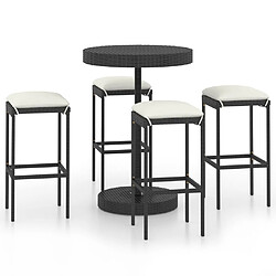 Maison Chic Ensemble de bar de jardin 5 pcs et coussins,Table + chaises + coussins de jardin Résine tressée Noir -GKD345570