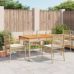 Maison Chic Ensemble à manger d'extérieur 5 pcs avec coussins,Salon de jardin,Mobilier de jardin Beige poly rotin -GKD310578