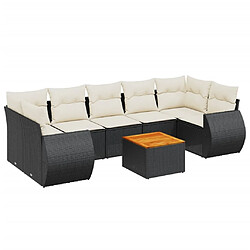 vidaXL Salon de jardin 8 pcs avec coussins noir résine tressée