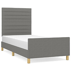 Maison Chic Lit adulte - Cadre Structure de lit avec tête de lit Contemporain Gris foncé 100x200 cm Tissu -MN78996