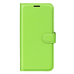 Etui en PU texture litchi, fermeture aimantée avec support vert pour votre Motorola Moto G200 5G