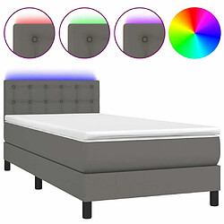 Sommier à lattes et LED,Cadre à lattes de lit avec matelas pour Adulte Gris 90x200 cm -MN54953