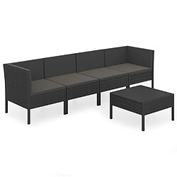 Maison Chic Salon de jardin 5 pcs + coussins - Mobilier/Meubles de jardin - Table et chaises d'extérieur Résine tressée Noir -MN74711