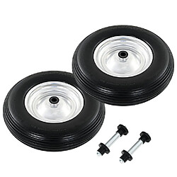 vidaXL Roue de brouette avec axe 2 pcs PU solide 4.00-8 390 mm