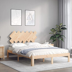 Avis Maison Chic Cadre/structure de lit avec tête de lit pour adulte - Lit Moderne Chambre petit double bois massif -MN67750