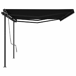 Acheter Maison Chic Auvent manuel rétractable,Store manuel de porte avec poteaux 6x3,5 m Anthracite -GKD50373