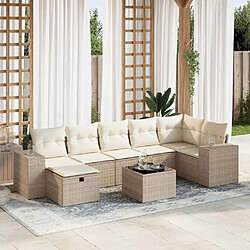 vidaXL Salon de jardin avec coussins 8 pcs beige résine tressée