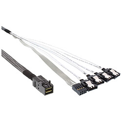 Câble InLine® Mini SAS HD SFF-8643 vers 4x SATA + bande latérale 1 m