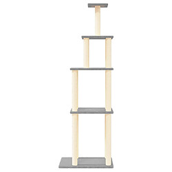 Helloshop26 Arbre à chat meuble tour grimper jouet grattage grattoir escalade plateforme avec griffoirs en sisal clair 183 cm gris 02_0022597