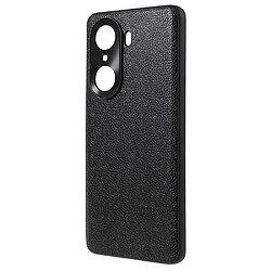 Coque en TPU + cuir véritable texture litchi noir pour Honor 60 Pro