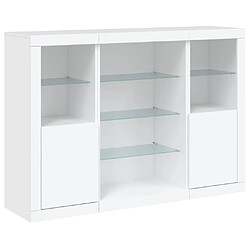 Maison Chic Lot de 3 Commode Buffet - Meuble de rangements avec lumières LED blanc bois d'ingénierie -GKD29590 pas cher