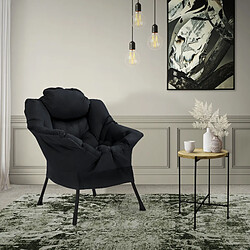 ML-Design Fauteuil Relax Fauteuil de salon Fauteuil à oreilles Coton Noir pas cher