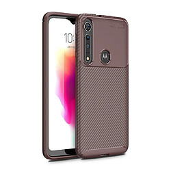 Wewoo Coque Souple Pour TPG antichoc Texture en fibre de carbone Beetle Series Moto G8 Marron