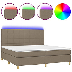 vidaXL Sommier à lattes de lit et matelas et LED Taupe 200x200cm Tissu