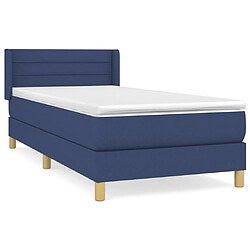 Maison Chic Structures de lit + matelas,Lit à sommier tapissier avec matelas Bleu 90x190 cm Tissu -MN26720