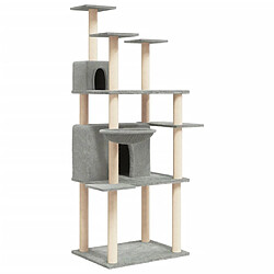 Helloshop26 Arbre à chat meuble tour grimper jouet grattage grattoir escalade plateforme avec griffoirs en sisal clair 166 cm gris 02_0022584