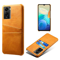 Coque en TPU + PU anti-griffes avec porte-carte, orange pour votre Vivo Y55s 5G