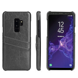 Wewoo Etui en cuir Fierre Shann Retro Oil Cire PU pour Galaxy S9 +, avec fentes pour cartes (Noir)