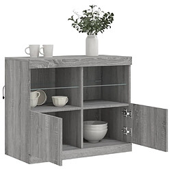 Maison Chic Commode Buffet - Meuble de rangement avec lumières LED sonoma gris 81x37x67 cm -GKD23048 pas cher