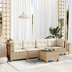 vidaXL Salon de jardin avec coussins 5 pcs beige résine tressée