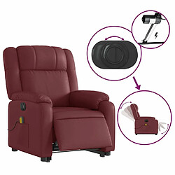 Maison Chic Fauteuil Relax pour salon, Fauteuil inclinable de massage électrique rouge bordeaux -GKD77588 pas cher