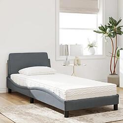 Avis Vidaxl Lit avec matelas gris foncé 90x190 cm velours