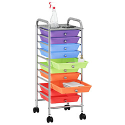 vidaXL Chariot de rangement mobile à 10 tiroirs Multicolore Plastique