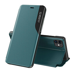 Ozzzo eco cuir view coque etui elegant de type bibliotheque avec bequille pour iphone 13 mini vert