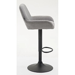 Decoshop26 Tabouret de bar x1 repose-pieds en forme d'arc en métal noir assise en tissu gris 10_0004547