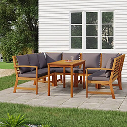 Maison Chic Ensemble à manger d'extérieur 7 pcs avec coussins,Salon de jardin,Mobilier de jardin Bois acacia -GKD165968