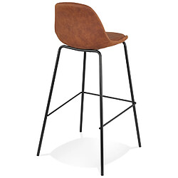 Avis Alterego Tabouret de bar 'GIRON' en microfibre brun et pied en métal noir