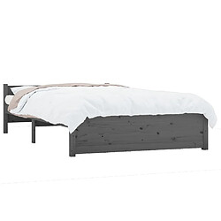 Avis Maison Chic Lit adulte - Lit simple Cadre de lit,Structure du lit Contemporain Gris Bois massif 135x190 cm Double -MN29520