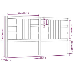 vidaXL Tête de lit Noir 186x4x100 cm Bois massif de pin pas cher