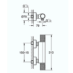 Acheter Grohe Mitigeur thermostatique de douche Mural Precision Feel THM