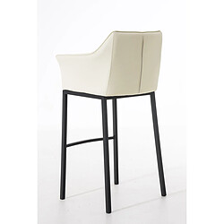 Acheter Decoshop26 Tabouret de bar chaise haute de comptoir couture carrées assise en PVC crème 4 pieds stables en métal noir 10_0004685