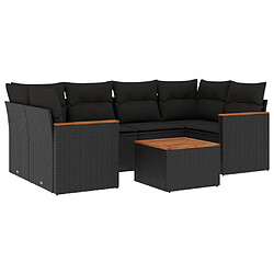 Maison Chic Ensemble Tables et chaises d'extérieur 7pcs avec coussins,Salon de jardin noir résine tressée -GKD278801