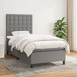 vidaXL Sommier à lattes de lit avec matelas Gris foncé 80x200 cm Tissu