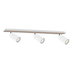 Lumière Barre de spots pour plafond Eye Blanc, Bois, 50cm, 3x GU10