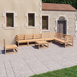 vidaXL Salon de jardin 9 pcs bois de pin massif