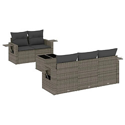 Maison Chic Salon de jardin 6 pcs avec coussins | Ensemble de Table et chaises | Mobilier d'Extérieur gris résine tressée -GKD20432