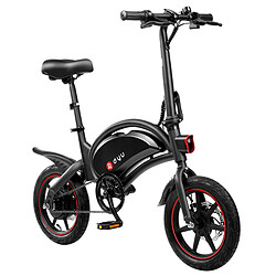 DYU D3F vélo électrique cyclomoteur pliant pneus en caoutchouc gonflables de 14 pouces moteur 240 W - Noir