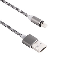 Wewoo Câble gris pour iPhone X / 8 & 8 Plus / 7 & 7 Plus / 6 & 6s & 6 Plus & 6s Plus / iPad Rotation de 360 degrés 1m Weave Style Lightning 8 broches à USB 2.0 de chargeur magnétique forte avec indicateur LED,