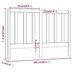 Acheter vidaXL Tête de lit Blanc 166x4x100 cm Bois massif de pin