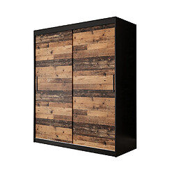 Abiks Meble Armoire Old St T à portes coulissantes 200/150/62 2 portes (noir/marron)