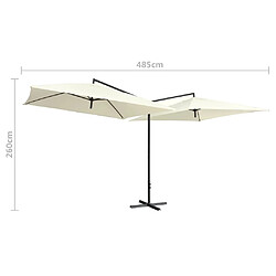 Acheter vidaXL Parasol double avec mât en acier 250 x 250 cm Blanc sable