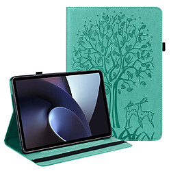 Etui en PU motif cerf, fermeture élastique avec support et porte-carte, vert pour votre Oppo Pad